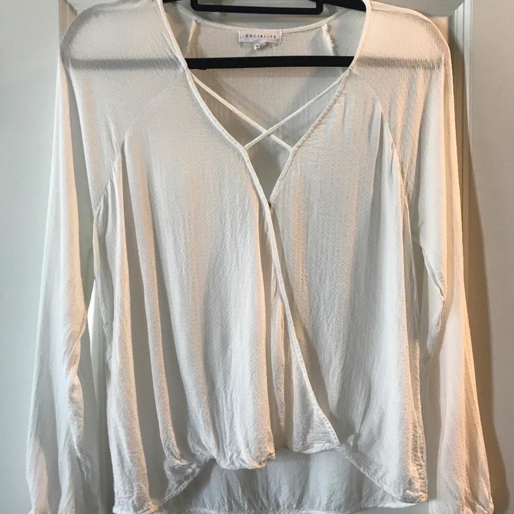 Socialite White Gauze Long Sleeve